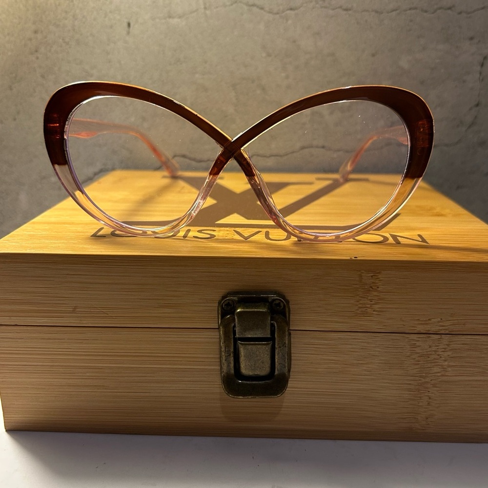 Women's Round Cat Eye Glasses - Rich Brown/pink